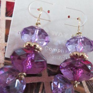 ONE WAY COLLECTION- PURPLE/GOLD BEADED EARRINGS